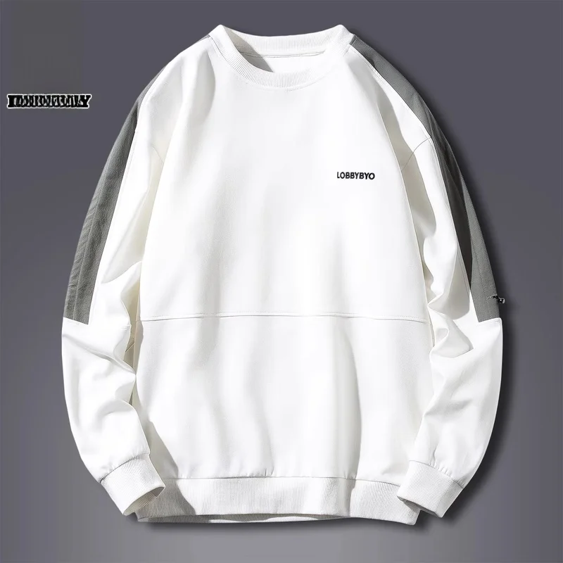 

Мужской белый свитшот с круглым вырезом, весна 2024, повседневный, с длинными рукавами, базовый слой, модный бренд, удобный, из полиэстера...