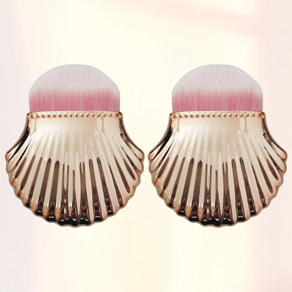 2 pçs pincéis de pó da arte do prego rosa ouro profissional pó limpador de lã macia escova de maquiagem para manicure unhas acrílicas unha polonês