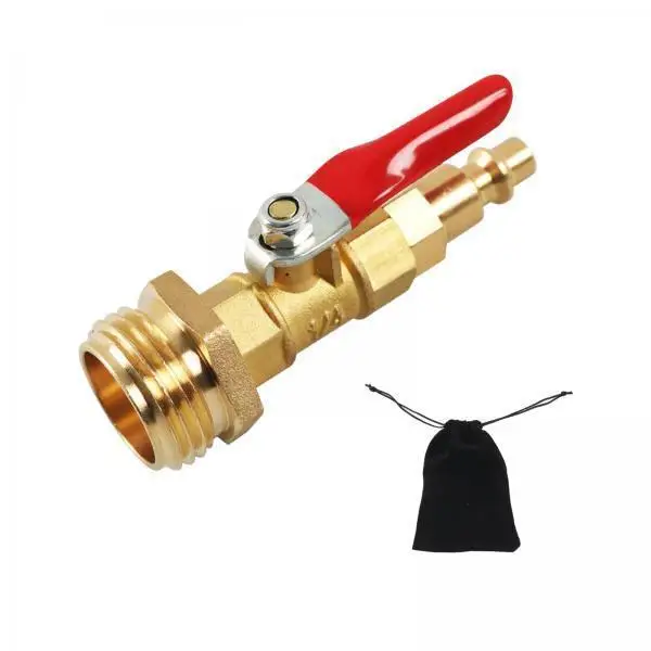 Travel Trailer RV Brass Winterize Blowout Adapter 3/4 Inch Male GHT Thread for Camper Boat Garden Hose