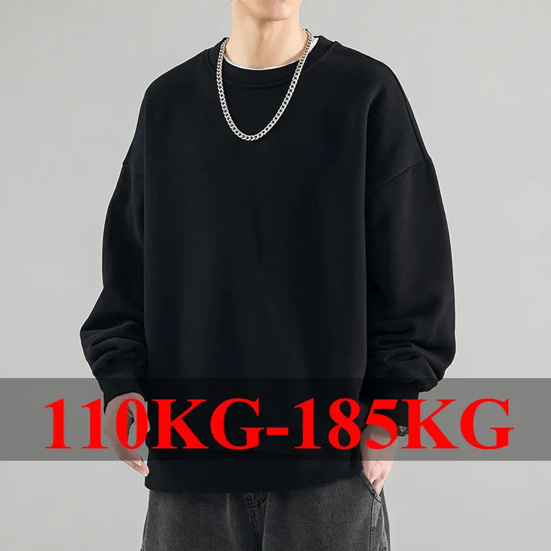 Plus Size Men's Pullovers Full Cotton Sweatshirts 5XL 6XL 7XL Autumn Winter Long Sleeves Printed Tops Male Clothing 110kg-180kg