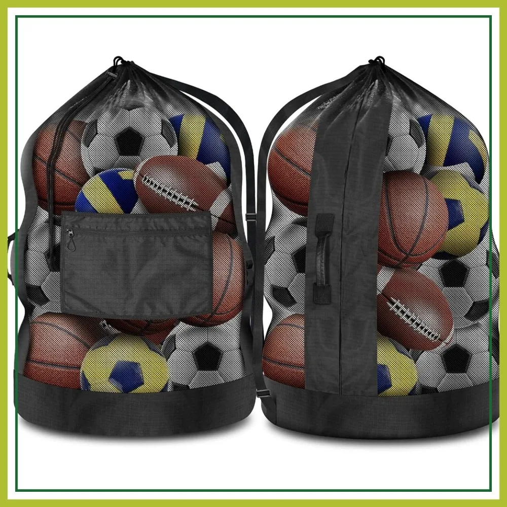 

40" x 30" Extra Large Sports Ball Bag, Heavy Duty Mesh for Basketball, Volleyball, Soccer, Swimming Gear