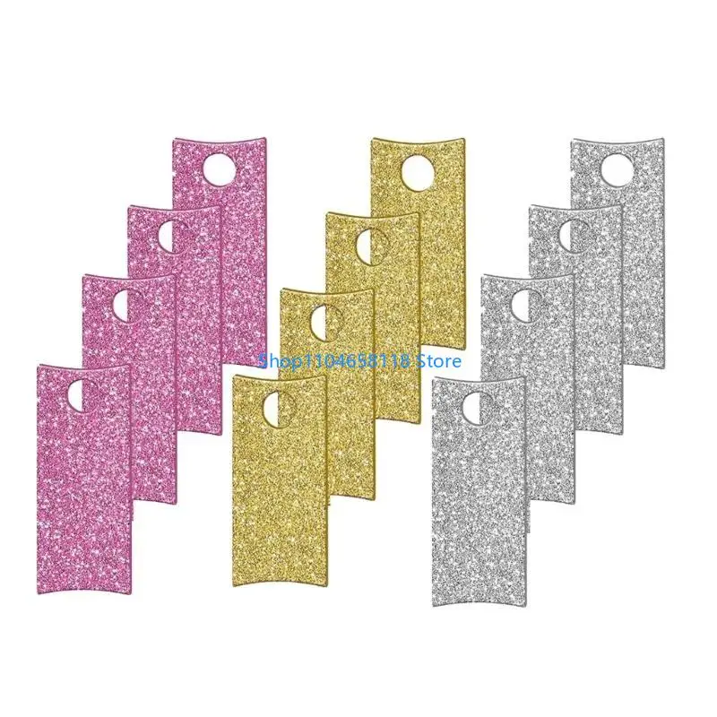 Set of 12 Glittering Acrylic Name Tags Tumbler Name Plate Tumbler Lid