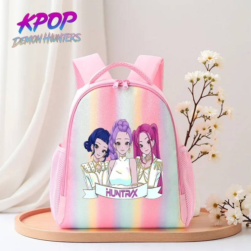 Borsa a tracolla con stampa di cartoni animati anime per Kpop Demon Hunters, zaino per studenti di grande capacità per riporre articoli di cancelleria, regali di compleanno per bambini