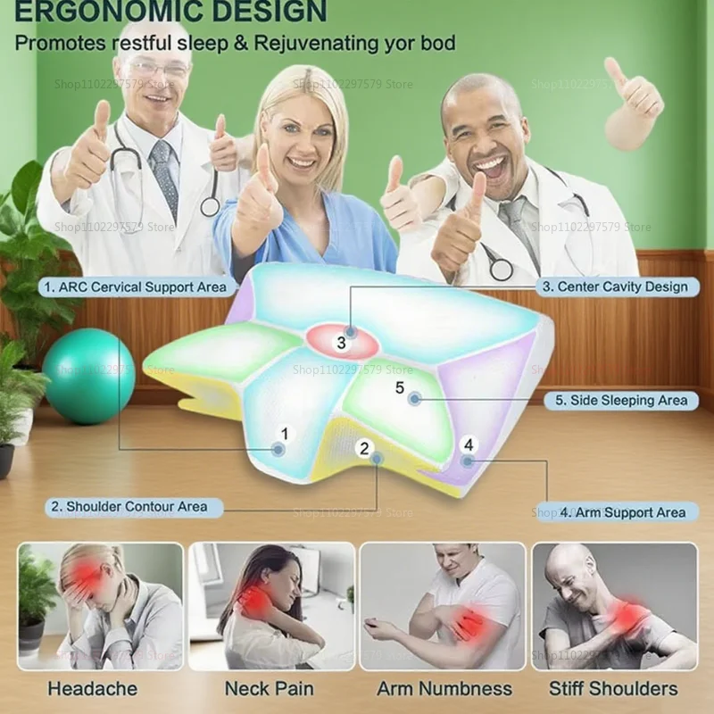 2025 وسادة رغوة الذاكرة للرقبة النوم دعم العمود الفقري العنقي لتخفيف الآلام الشخير الحد مريحة النوم مكافحة الشخير وسادة