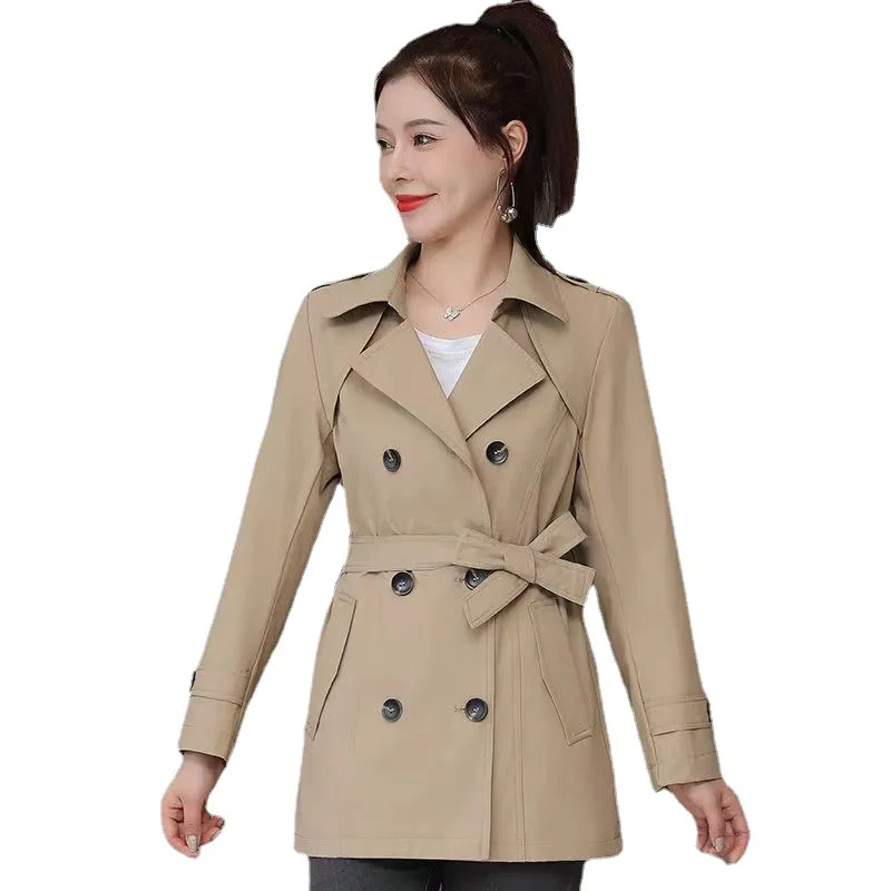 Casual Kurzen Graben Mantel Für Frauen 2024 Herbst Winter Mode Langarm Neue In Mäntel & Jacken Femme Outer Elegant