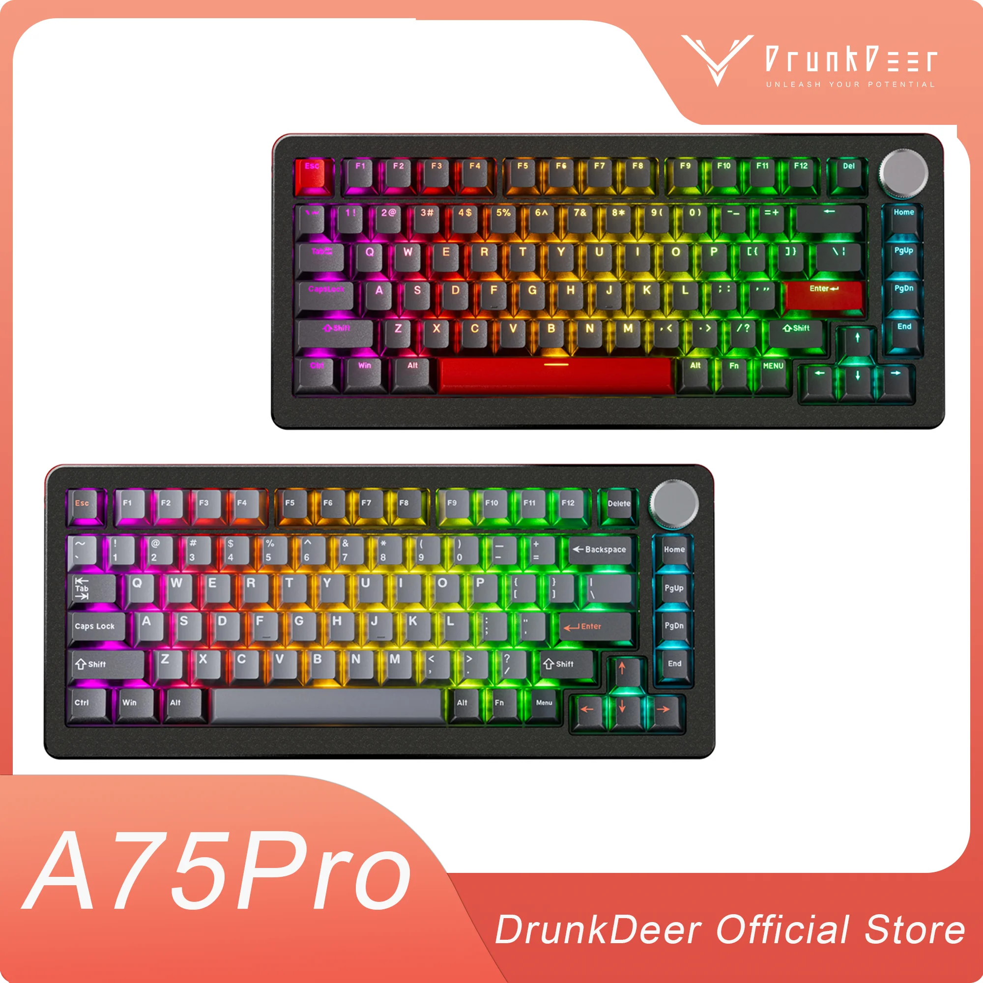 DrunkDeer A75 Pro Rapid Trigger Mechanical Keyboard,TKL Gaming Keyboards, Hyper Fast Magnetic Switch Keyboard, Compact 82 Keys