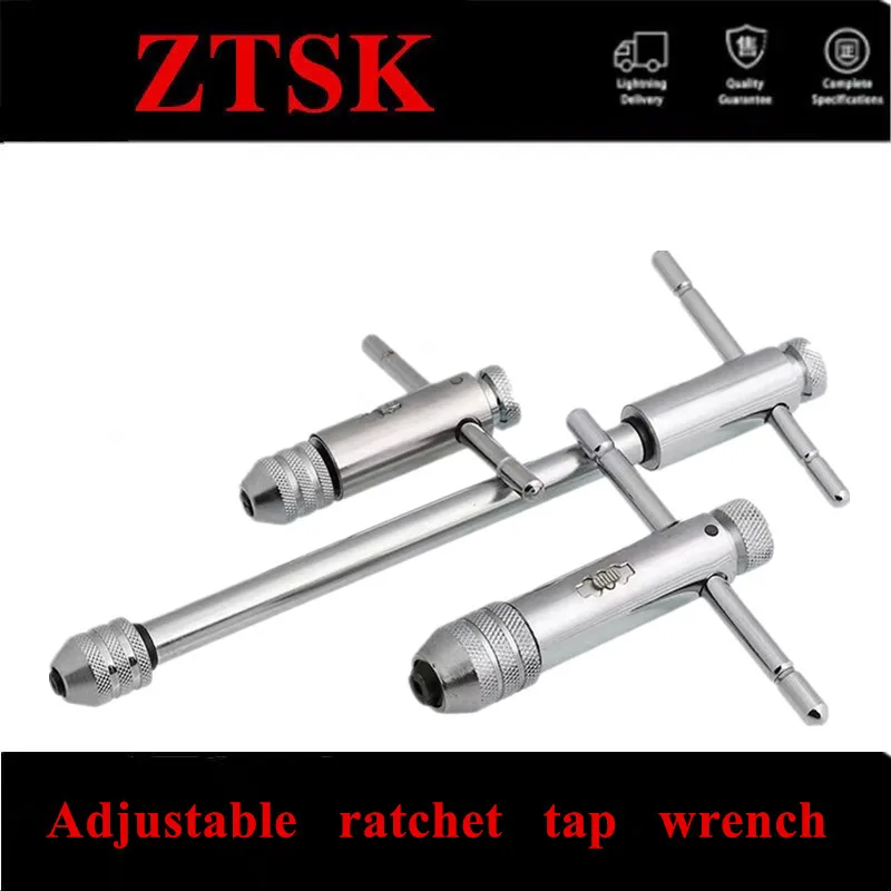 Adjustable M3-8 M5-12 T-Handle Ratchet Tap Wrench Tap Screw Holder Male Thread Metric Plug Mechanical Workshop Tools Hand Tool