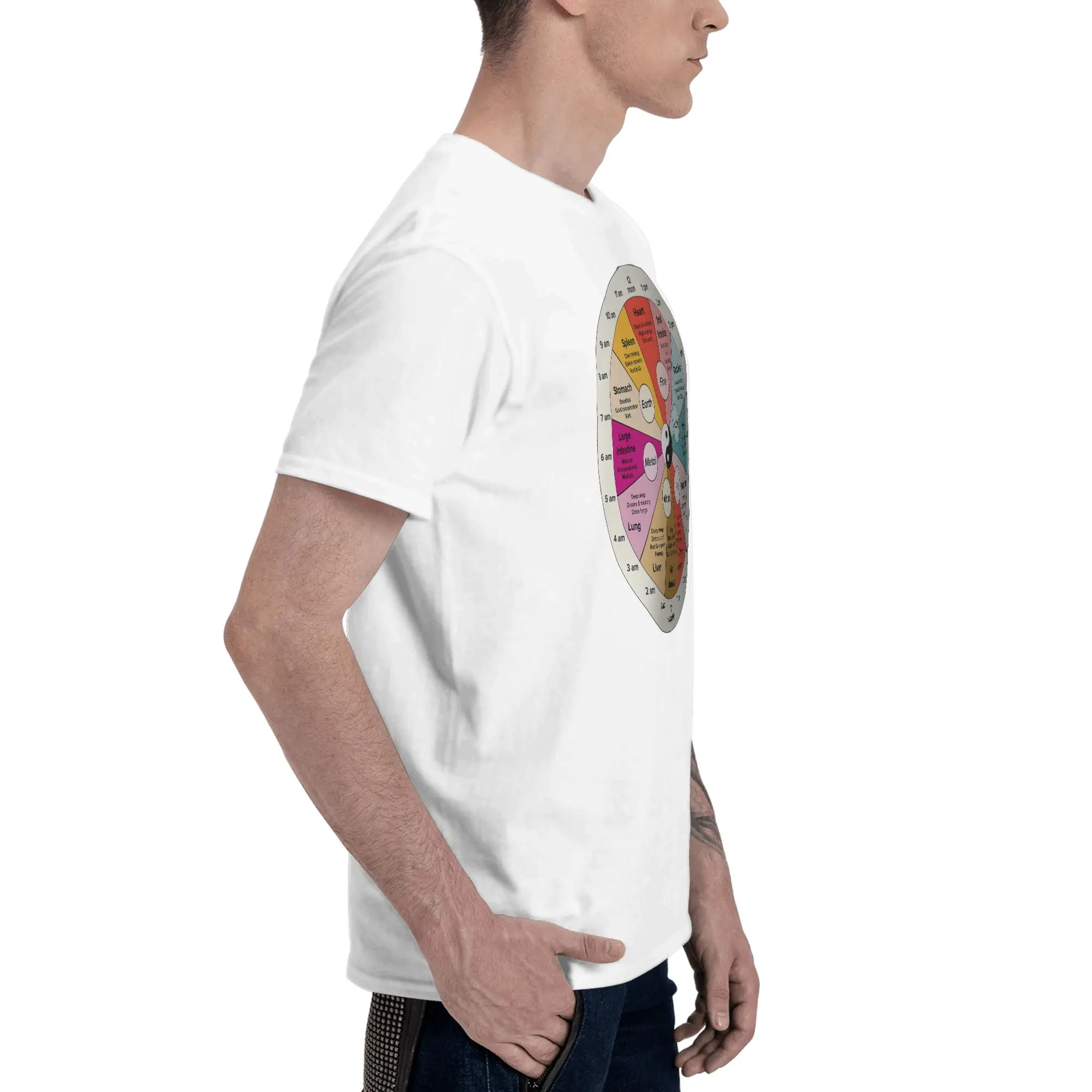Chinese 24 hour organ Lengthening Reversible T-shirt Solid Color Minimalism Basic Tee