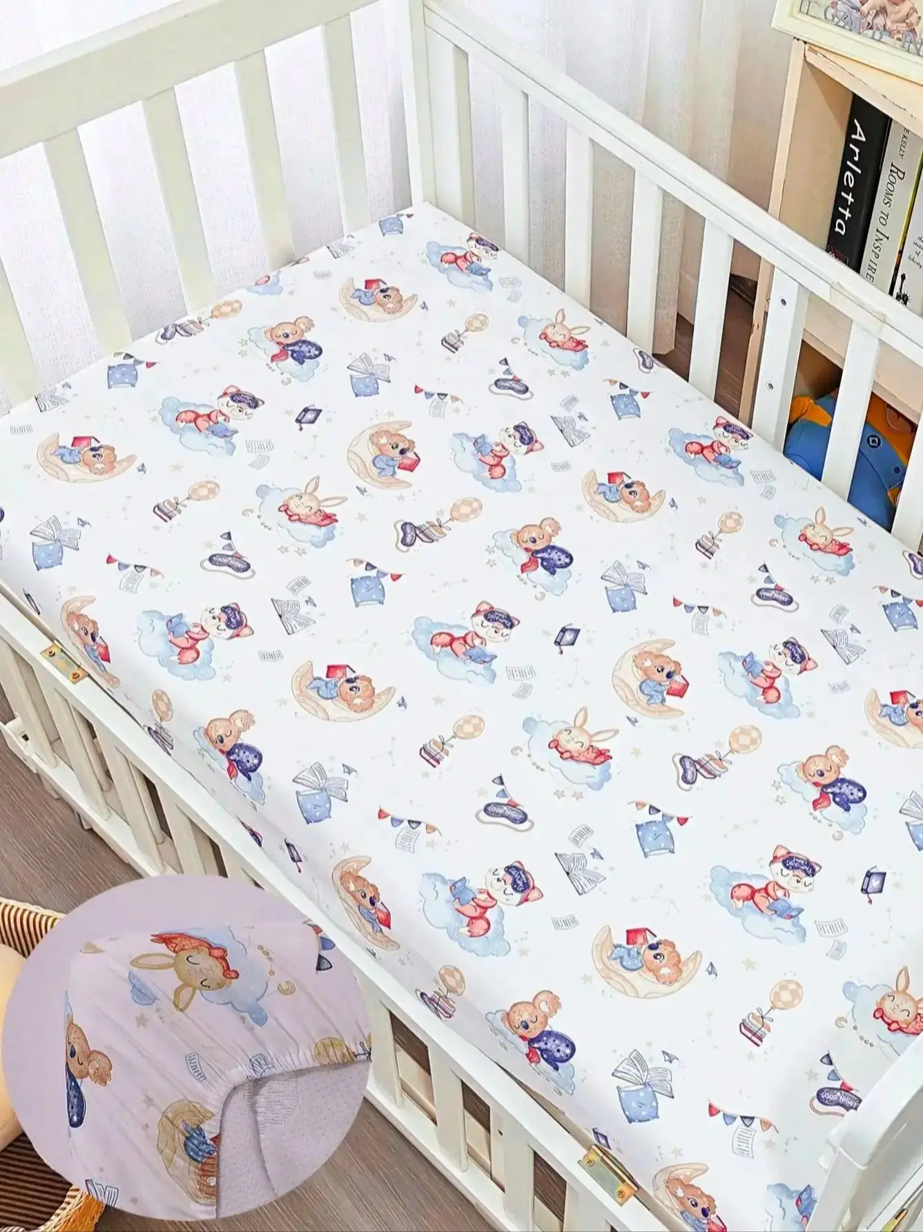 1pc Baby Crib Fitted Sheet with Pure Cotton Fabric For Boys Girls, Mattress Cover Fitted Sheet For 120*60cm/47*24*4in