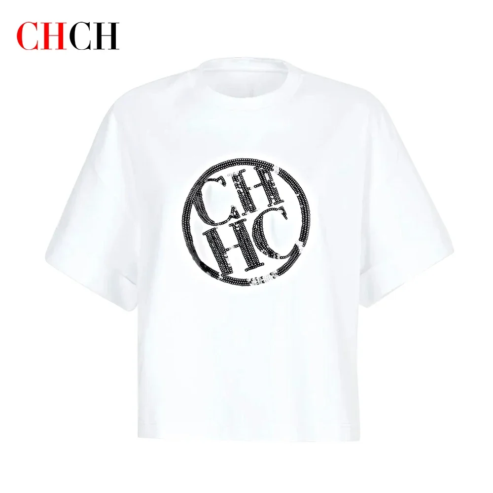 Women's T-shirt Fashion Luxury Cotton Round Neck Classic Basic Short Sleeve