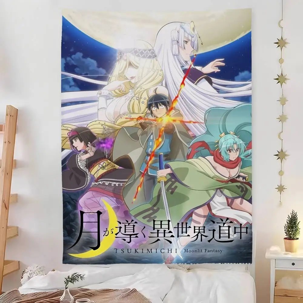 أنيمي Tsukimichi Moonlit الخيال نسيج غرفة نوم المعيشة بار حديقة في الهواء الطلق ستوكات مهرجان الديكور خلفية الفن راية