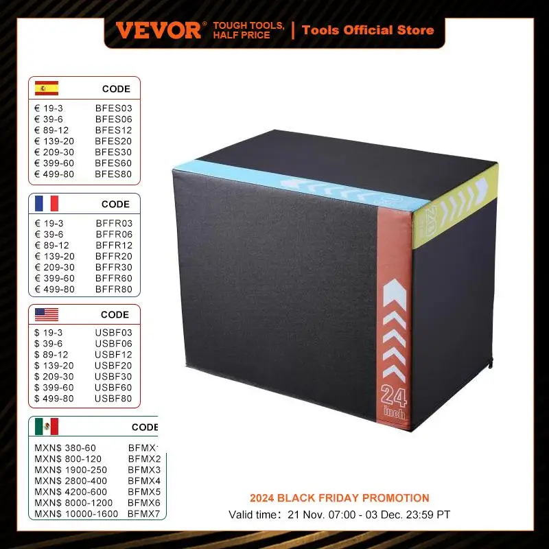 VEVOR 3 in 1 Foam Plyometric Jump Box Jumping Exercise Jumping Trainer Agility Anti-Slip Fitness  Step Up Box Home Gym Training