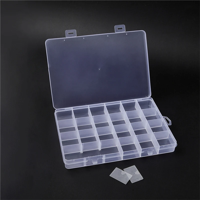 24 Grids Practical  Compartment PP Plastic Storage Box Round Beads Jewelry Earring Bead Screw Holder Case Display Organizer Cont