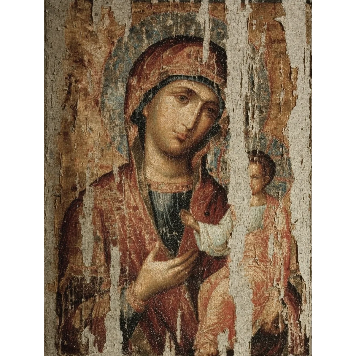 1 Stück 30x40cm/11,8x15,7 Zoll, 11Ct/14Ct Kreuzstich-Set, DIY Valentinstagsgeschenk, Stickerei-Set für Festivals, Antike Madonna und Chi