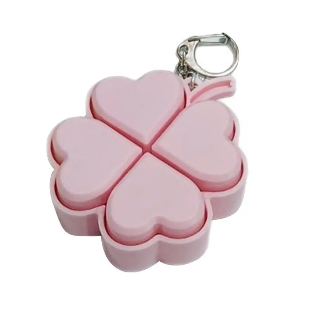 Clickable Buttons Lucky Four Leaf Clover Keychain Flashing Light Translucent Wings Backpack Pendant Lightweight Fade-Resistant