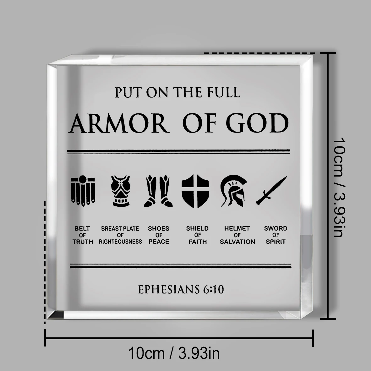 [علامة مكتب مسيحية] لافتة مكتب أكريليك مسيحية ملهمة - مسطحة ثنائية الأبعاد، درع كامل لآية الكتاب المقدس من الله