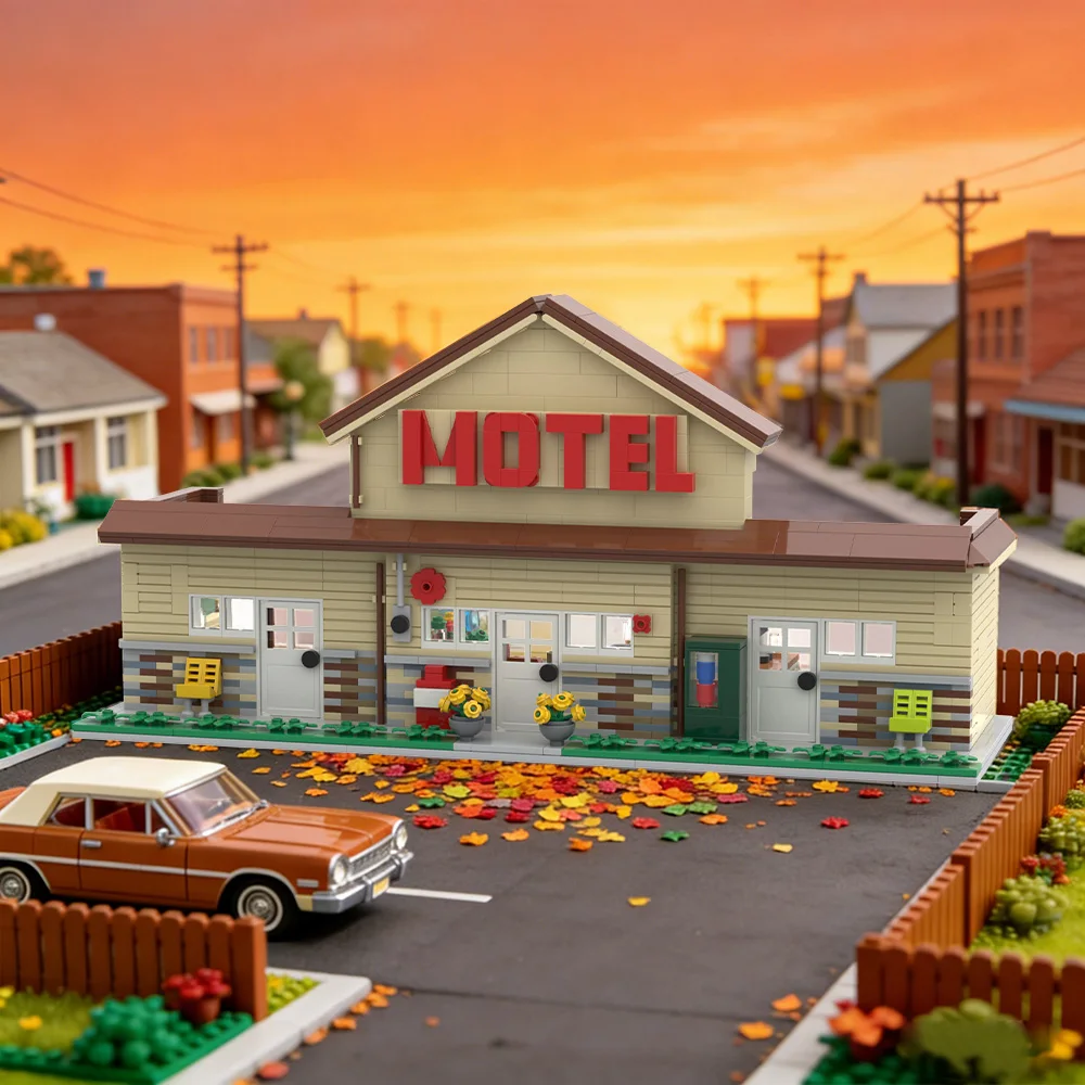 

2026 New MOC Rosebud Motel Building Blocks Model Movie Schitt's Creek Bricks Architecture Street View Assembly Toys Kids Gifts