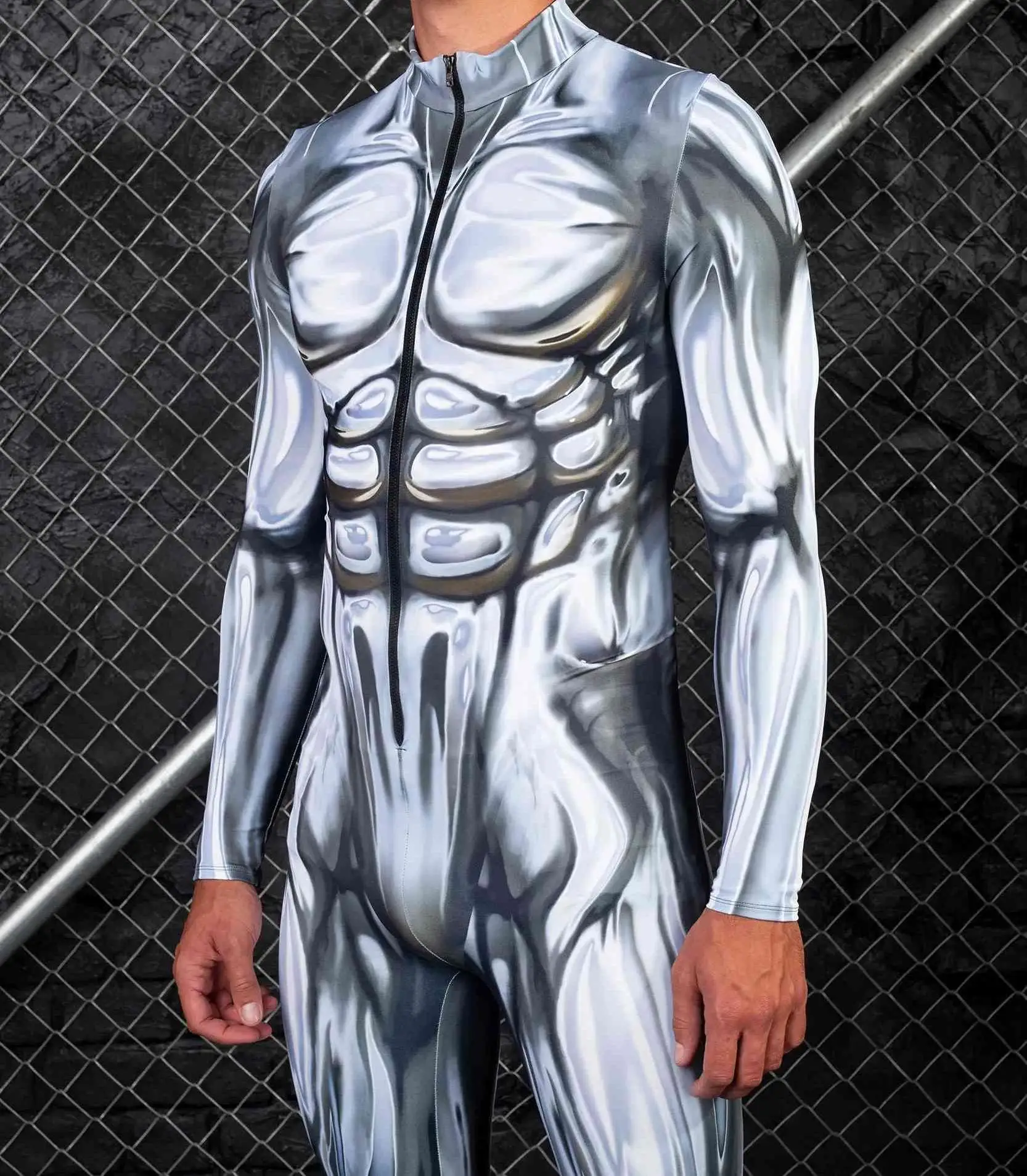 Bunte Mechanische Muskel-Tights Herren Jumpsuit Punk Cosplay Kostüm Bodysuit Party Festival Zentai Radsportbekleidung – Detail 3