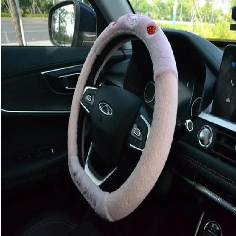 Sanrio Anime Kawaii Hello Kitty Steering Wheel Cover Automotive Interior Suitable for All Seasons Decorate Protective Case Plush