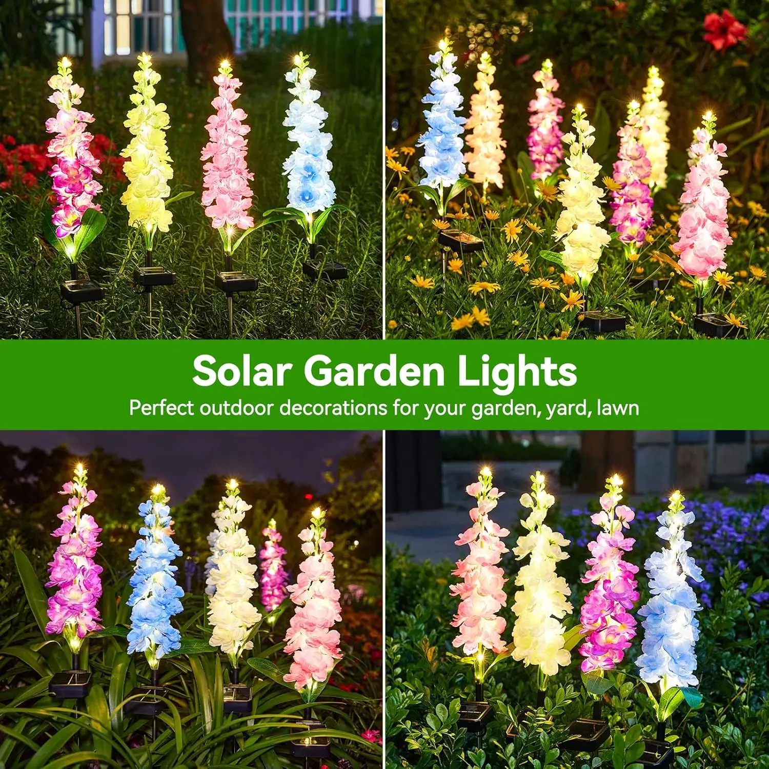 4 Pack Upgraded Solar Garden Lights with 36 LEDs, Solar Lights for Outside, Outdoor Solar Flowers Lights for Yard Patio