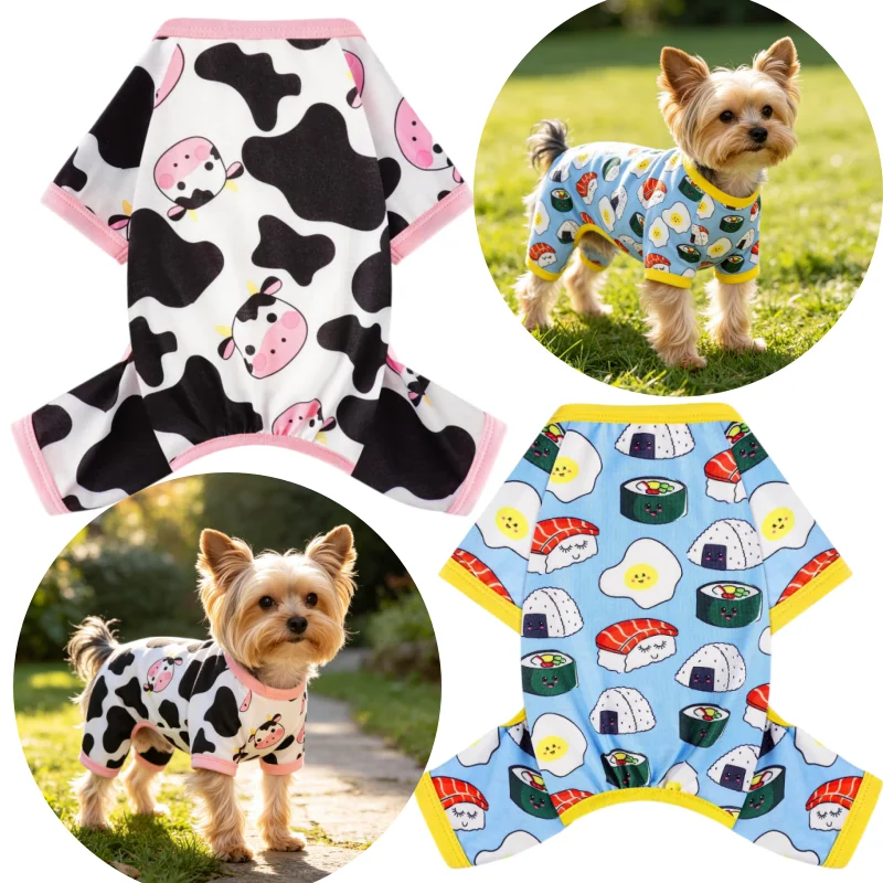 Lightweight Breathable Pet Sleepwear Dog Cat Jumpsuit Comfortable Indoor Casual Pajamas For Small Pets