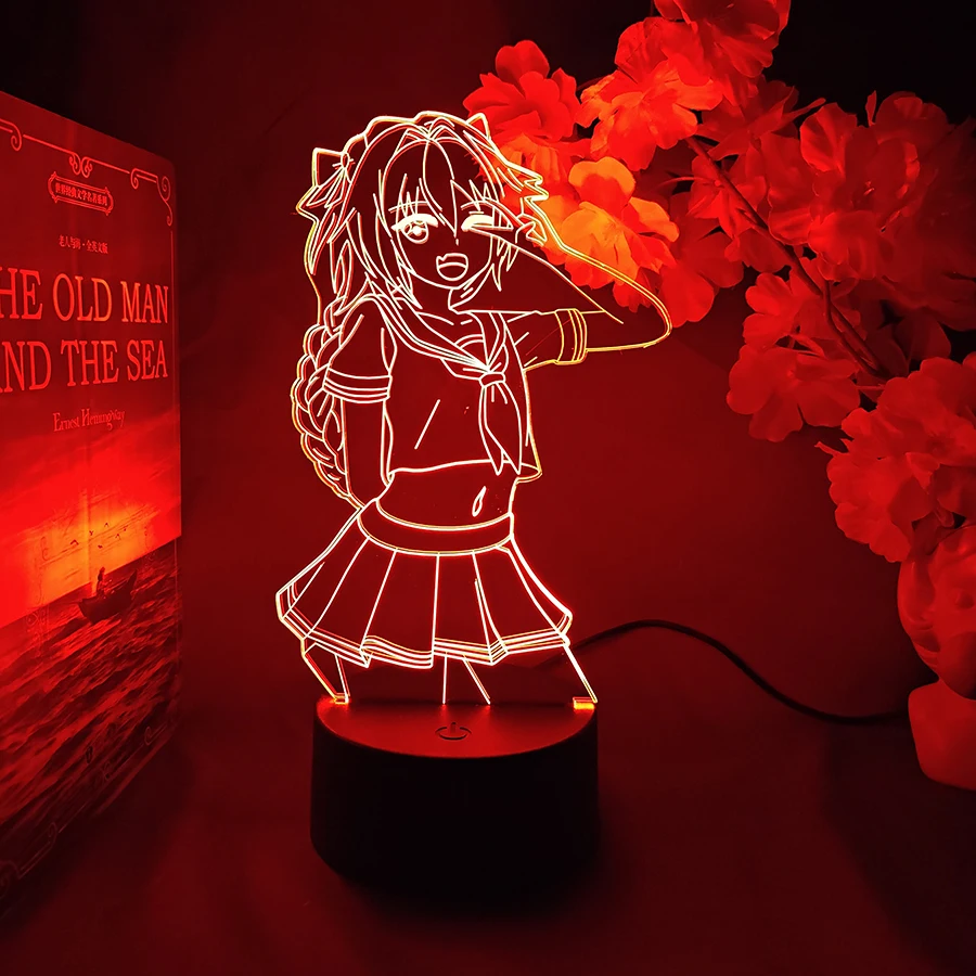 Fate Apocrypha Astolfo 3D อะนิเมะ Night Lights ของขวัญวันเกิดที่มีสีสันสําหรับตกแต่งห้องนอนน่ารัก Gaming Room กิจกรรม RGB เปลี่ยนสี