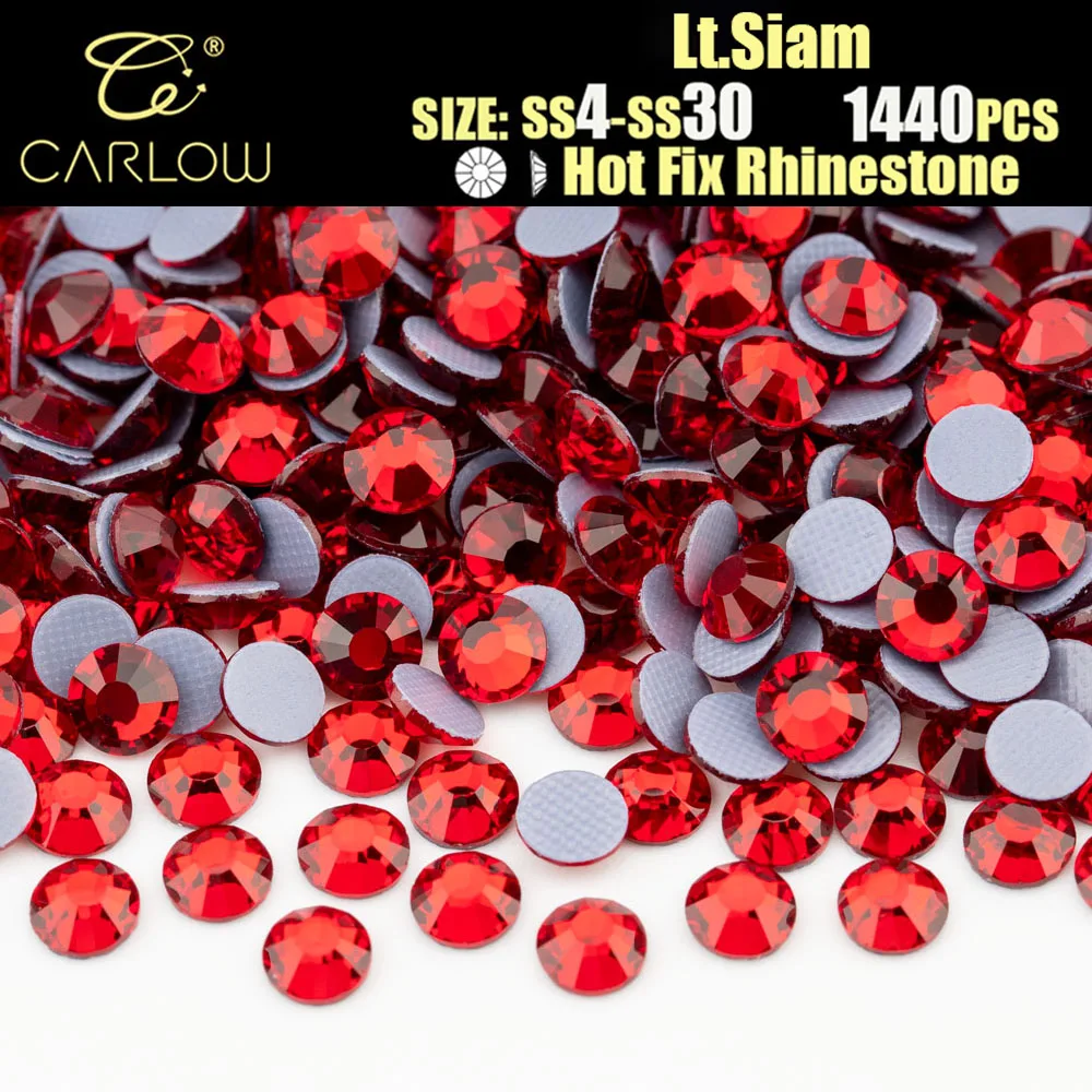 CARLOW SS4-SS30 Multi-size Light Siam Crystal Hot Fix Rhinestone Super Glitter Strass Iron On Stones for DIY Garment hotfix-013