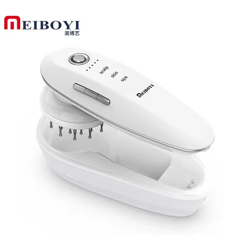 Hot Sale Meiboyi 2025 Electric Hair Growth Comb Scalp Oil Applicator With LED Light Vibration Strong EMS