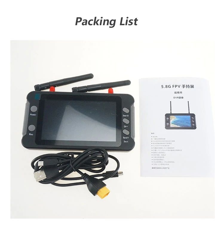 SoloGood 800*480 5.8G FPV Monitor with DVR 40CH 4.3 Inch LCD Display 16:9 NTSC/PAL Auto Search Video Recording