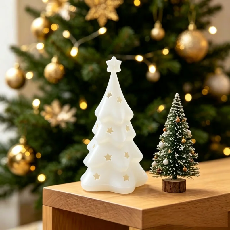Christmas Tree Mini Lampshade Creative Ambient Light Cover Festive Holiday Home Decor Cute Desktop Ornament 3D Printed