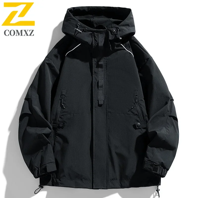 New Korean-style Jacket Men Spring Autumn Outdoor Hiking Waterproof Zipper Pocket Windbreaker Women's Casual Sports Hooded Coat