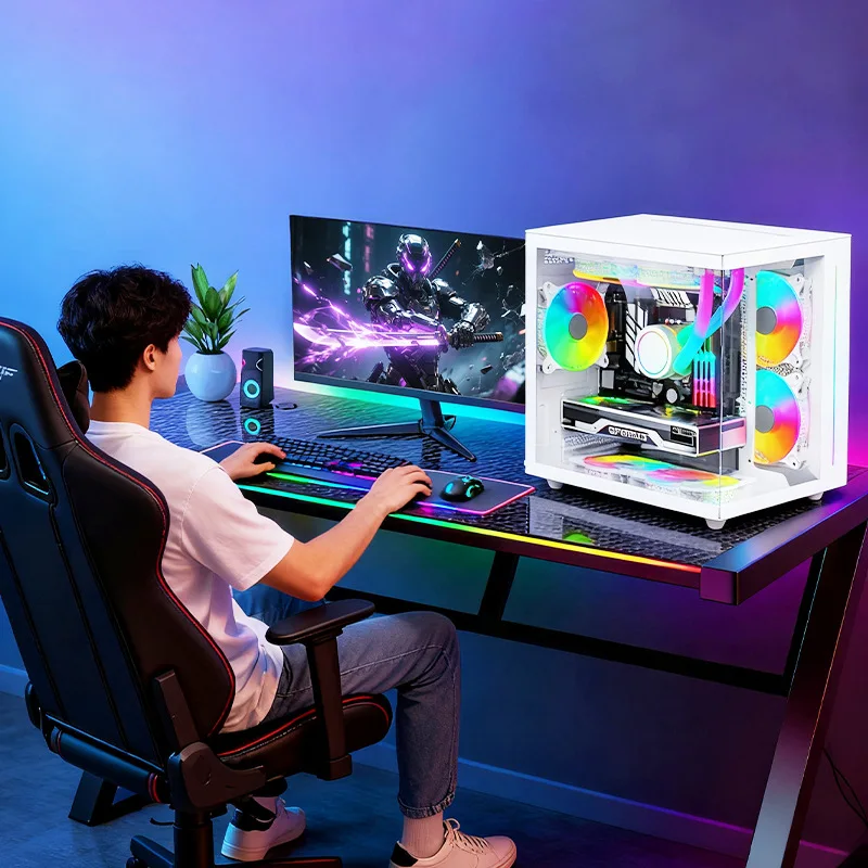 Side view room i5i7 unique live broadcast e-commerce 3D rendering professional design high-end game desktop computer host