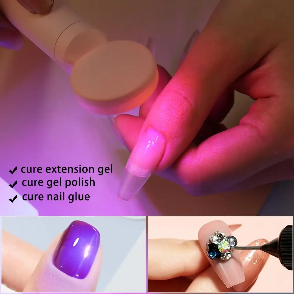 CNHIDS UV Light for Gel Nails Mini LED Nail Lamp Handheld with Stand Portable Nail Dryer Rechargeable USB Cordless Nail Light