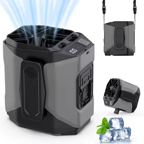 Multifunctional Outdoor Wearable Fan: Neck And Waist Portable Fan With Light And Power Bank, Ideal For Outdoor Activities