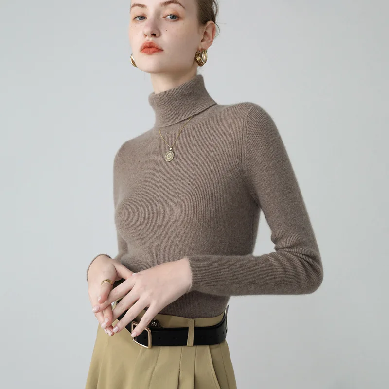 

Women's high-collared cashmere short section tight Slim knit sweater long-sleeved inside thick top