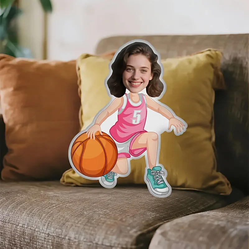 Personalized Basketball Player Pillow Customization, Individualized Face And Body Pattern Combination Design, Double-Sided Print