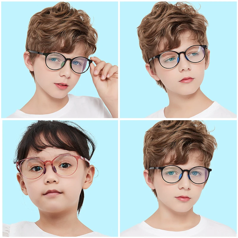 WOWSUN TR90 Children's Anti Blue Light Glasses Fashion Boys and Girls Flat Light Glasses Goggles AA197