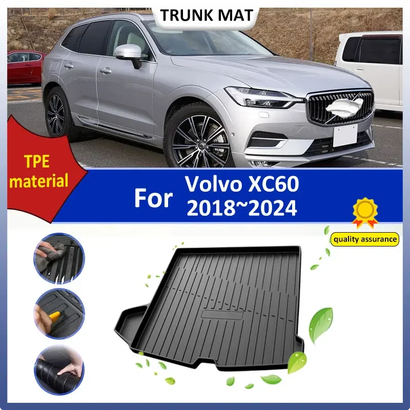 For Volvo XC60 2018 2019 2020 2021 2022 2023 2024 Car TPE Rear Trunk Mat Floor Mat Rubber Cargo Liner Storage Box Pad Waterproof