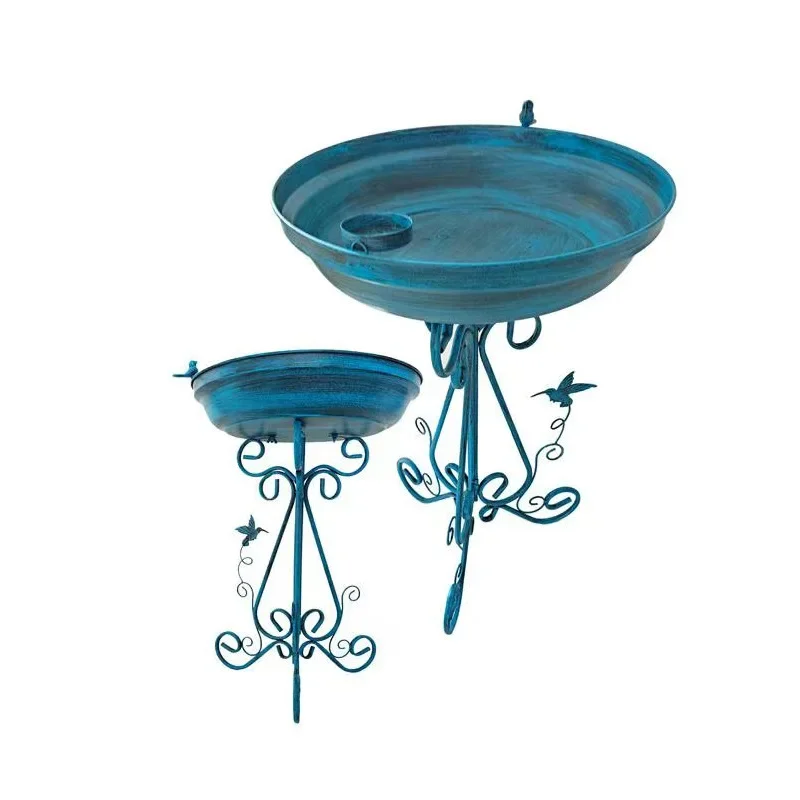 

Metal hummingbird feeder, yard retro wrought iron, freestanding bird bath, yard lawn decoration