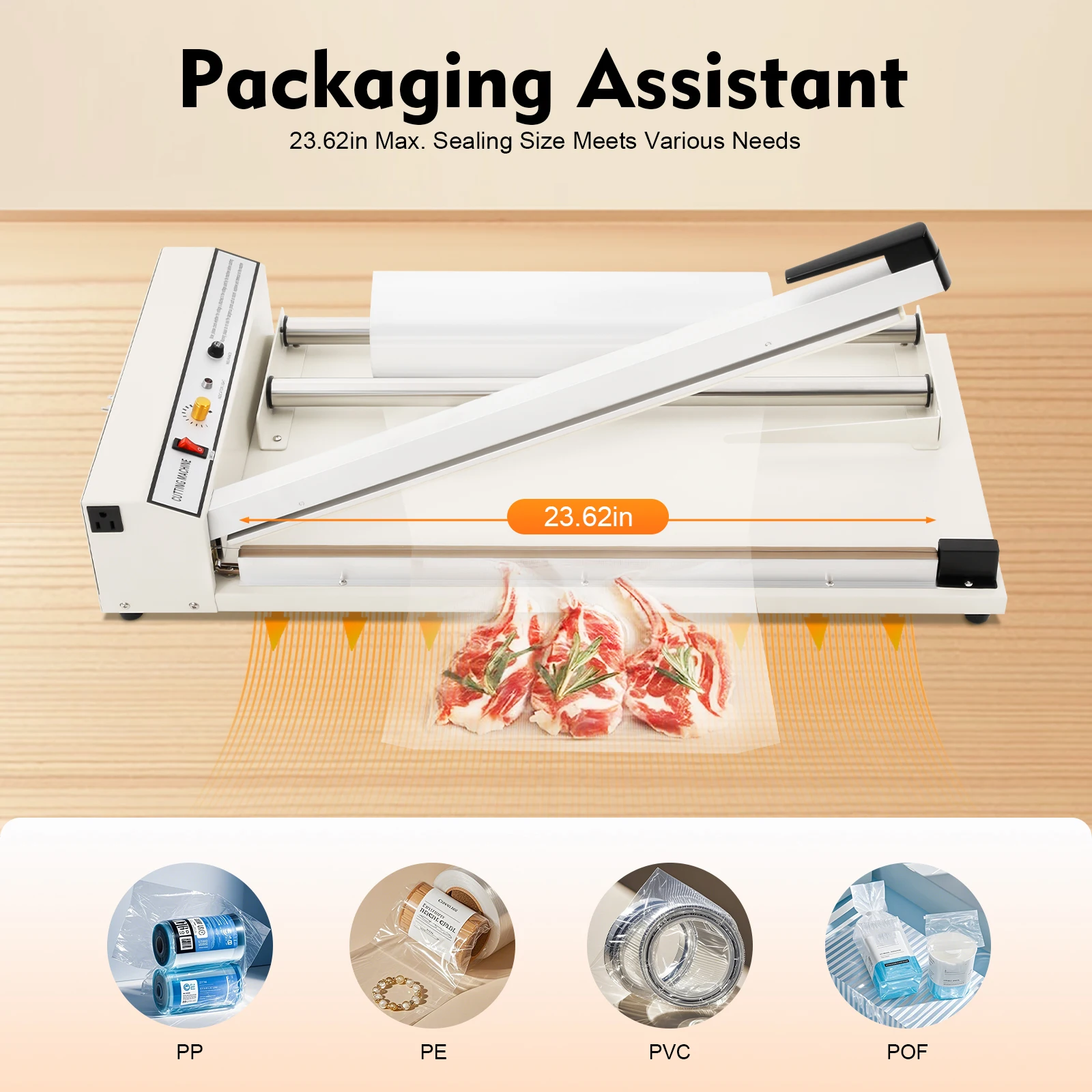 

Heat Sealer Machine Packaging Sealing Machine 24" 530W Shrink Wrap Sealing Machine with 1500W Heat Gun for PP PE PVC POF etc