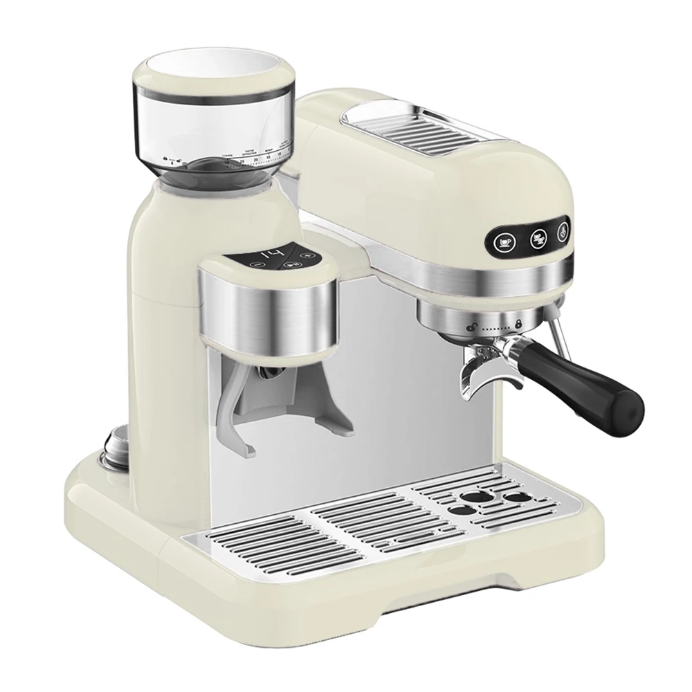 Buy Table Top Eletronic Semi Automatic Espresso Coffee Maker Profesional Coffee Machine With Bean Grinder for Commercial Use