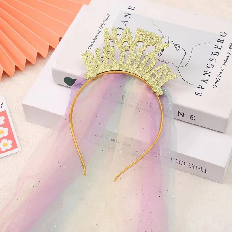 جديد مادة البوليستر Hairband الفتيات المفضلة حفلة شبكة عقال شخصية كعكة إكسسوارات الشعر