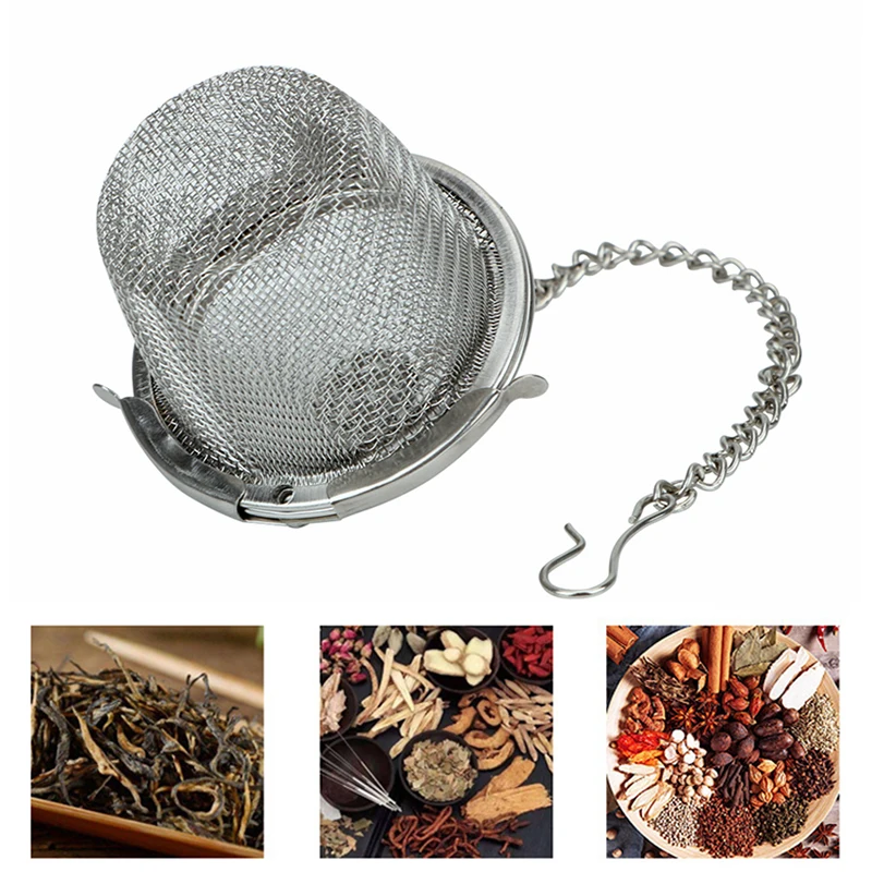 2Pcs Tea Ball Infuser Stainless Steel Spice Ball Strainer Mesh Tea Filter Herbal Infusion Leaf Tea Infuser Diffuser Accessories