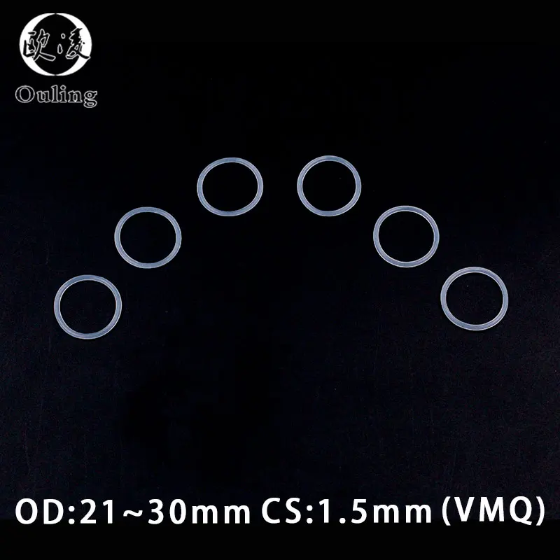 20PCS/lot Silicone Rubber Oring VMQ CS1.5mm OD21/22/23/24/25/26/27/28/29/30mm O Ring Gasket Silicone O-ring Heat-resistant