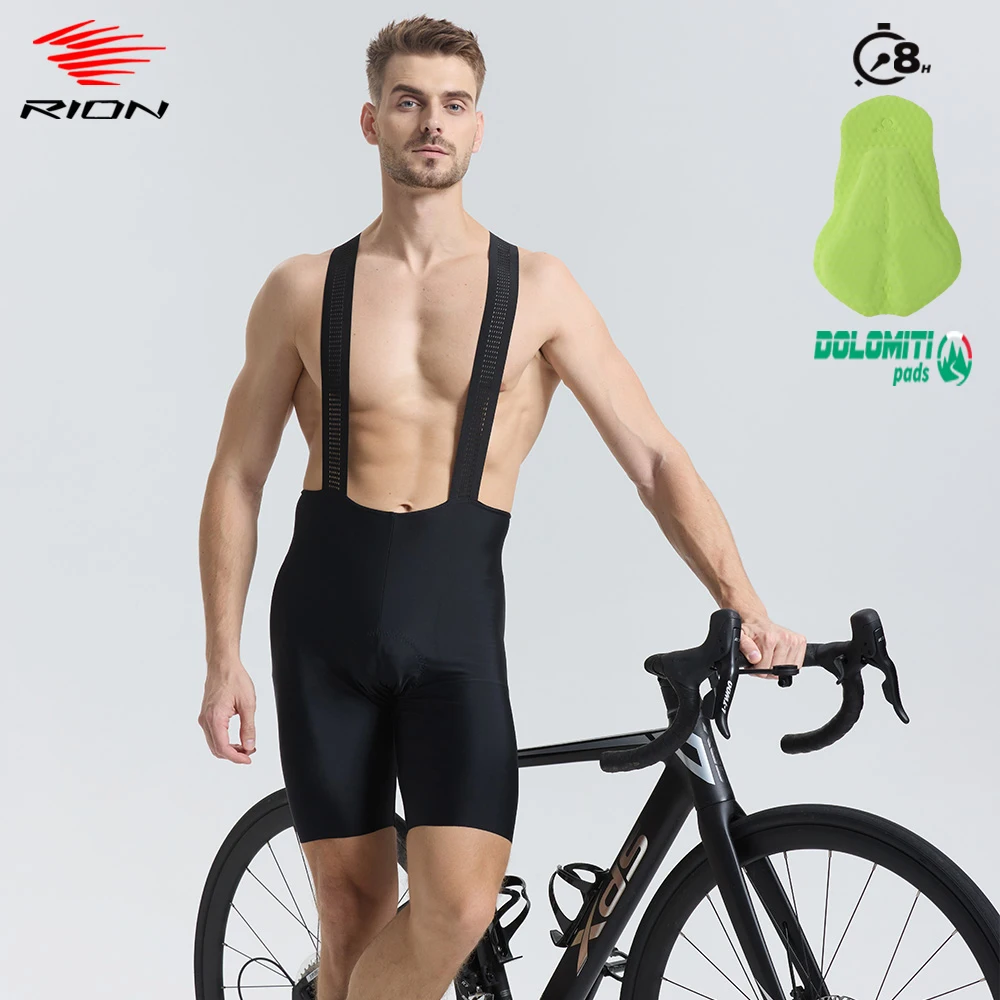 

RION Men Cycling Bib Shorts Road Bike MTB Bibs Padded Bicycle Tights Seamless Riding Clothes Long Distance Dolomiti 8 Hours