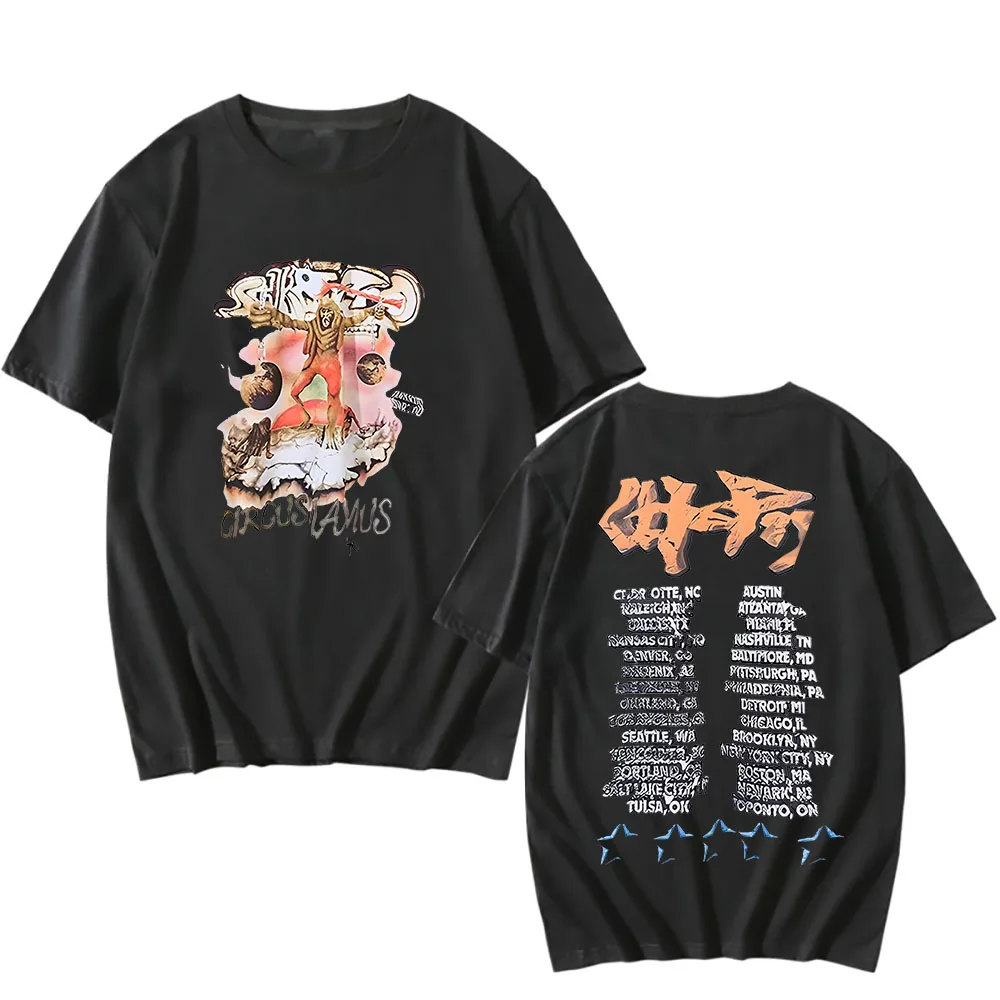 ユートピア-漫画のプリントが施された白い綿のTシャツ,高品質の服,パンク,ヒップホップスタイル