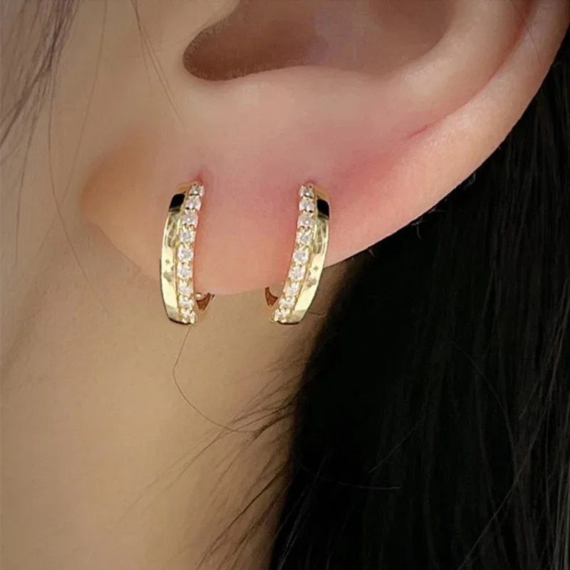 2026 Versatile Luxury Women's Hoop Earrings Intersperse Bling Bling Cubic Zirconia Wedding Chic Jewelry Daily Wear Accessories