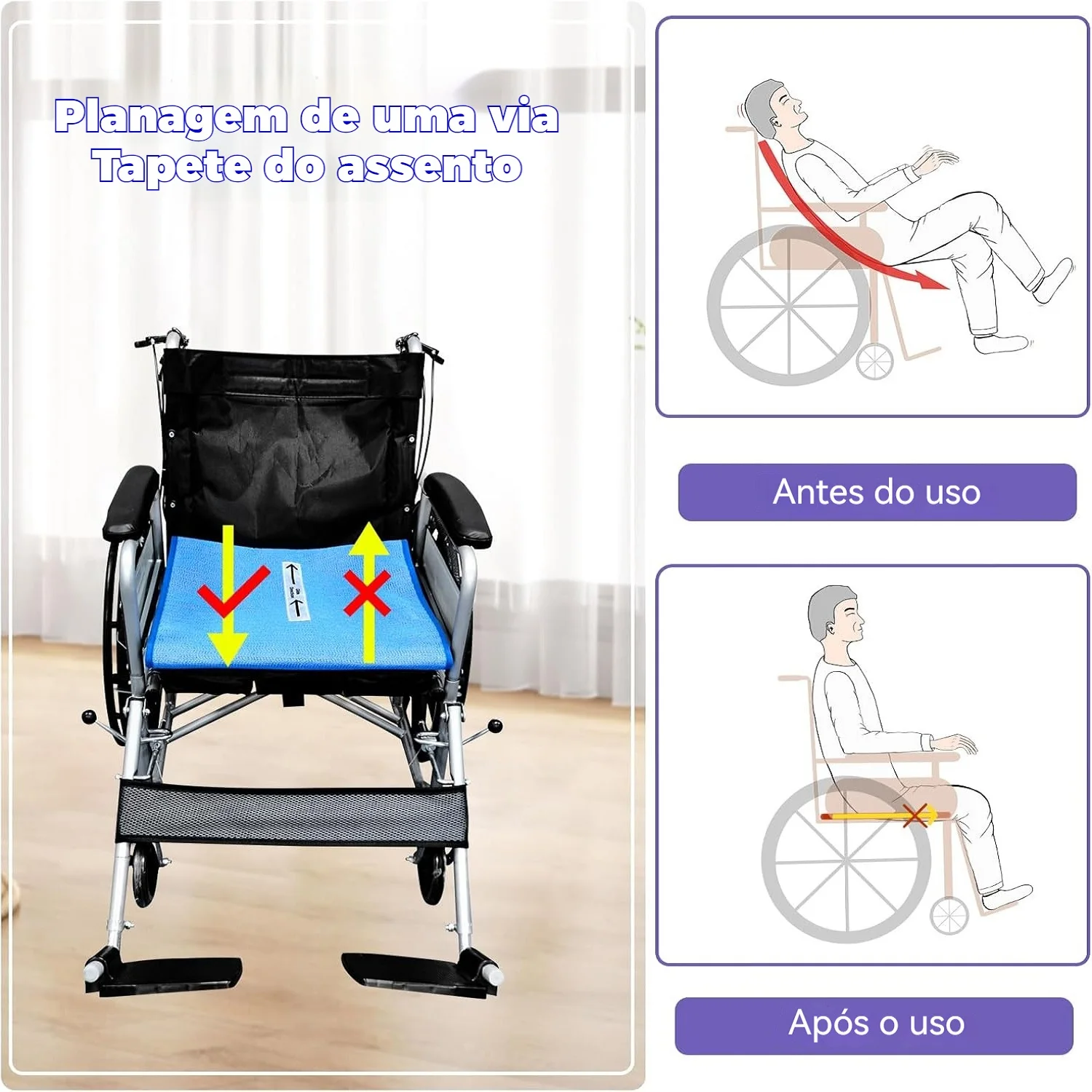 ehucon-車椅子用シートクッション-ワンディレクション-グライド転倒防止パッド-椅子や車椅子の高齢者向け-滑り止め-17インチ×17インチ