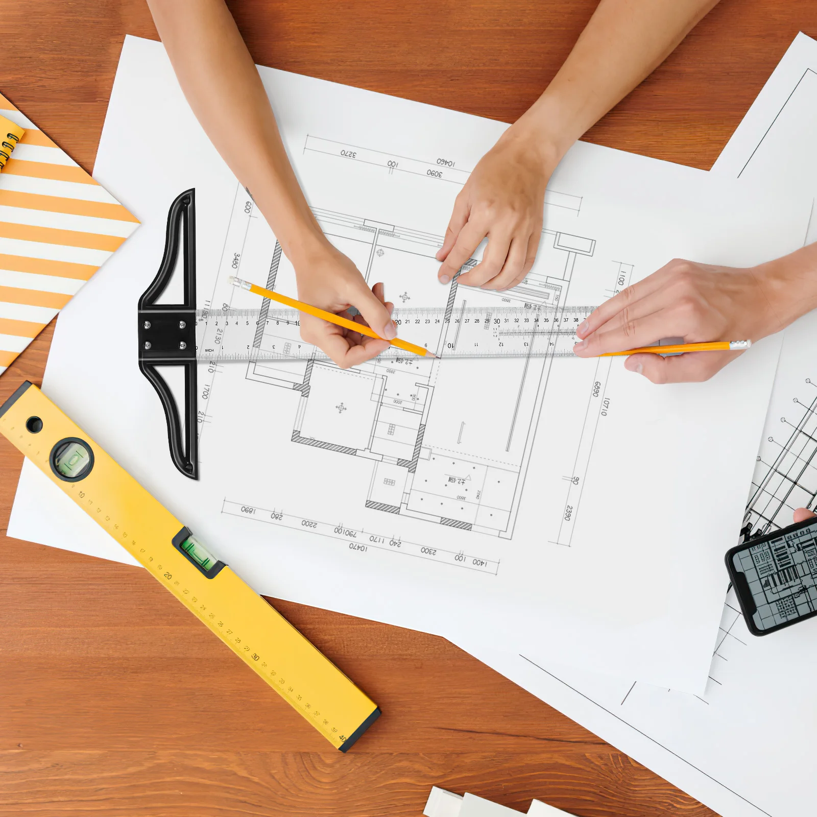 

18 Inch Ruler Transparent For Drafting Architecture Woodworking Precision Measuring Tool Multi-Functional Drawing Ruler