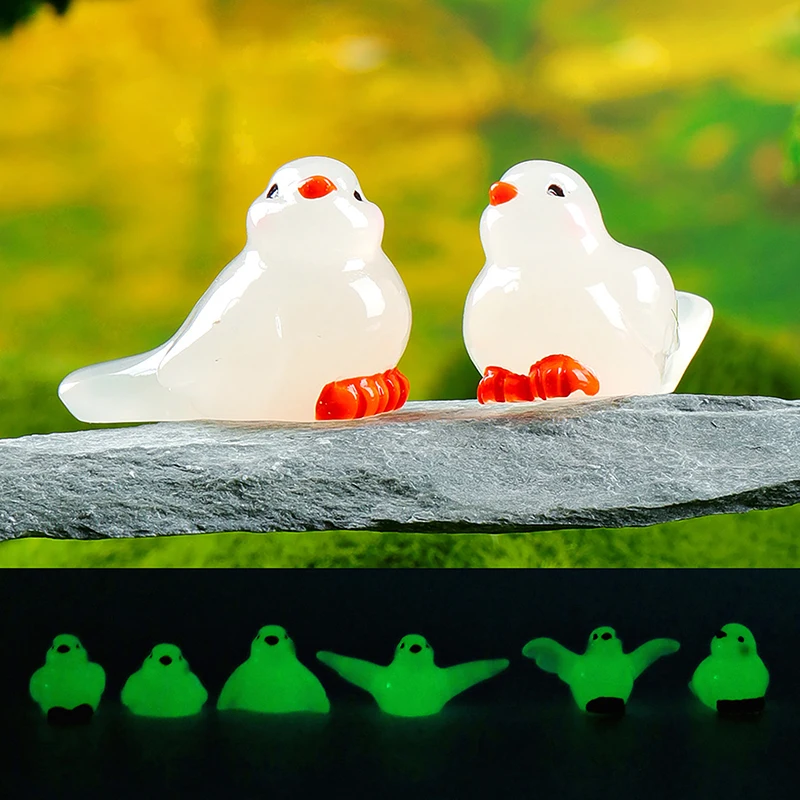 Cute Cartoon Mini Luminous Dove Miniature Figurines Creative DIY Landscape Home Decoration Accessories Desktop Ornament Gifts